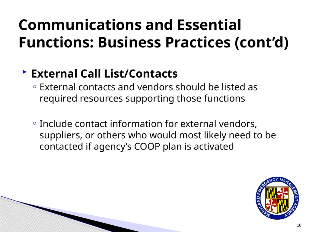 CPP COOP Communication and Notification Processes - slide 18 of 31