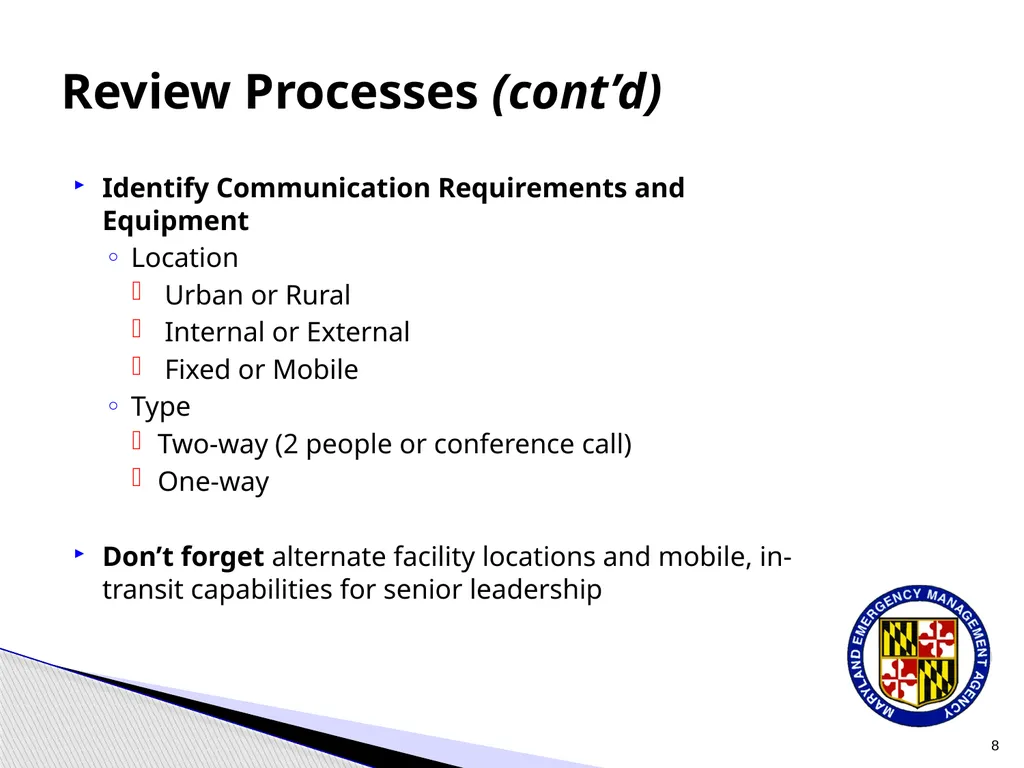 CPP COOP Communication and Notification Processes - slide 8 of 31