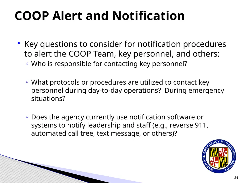 CPP COOP Communication and Notification Processes - slide 24 of 31