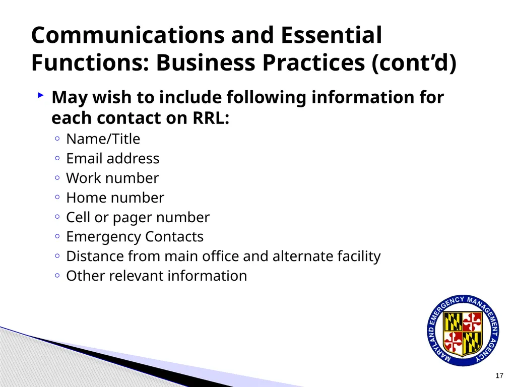 CPP COOP Communication and Notification Processes - slide 17 of 31