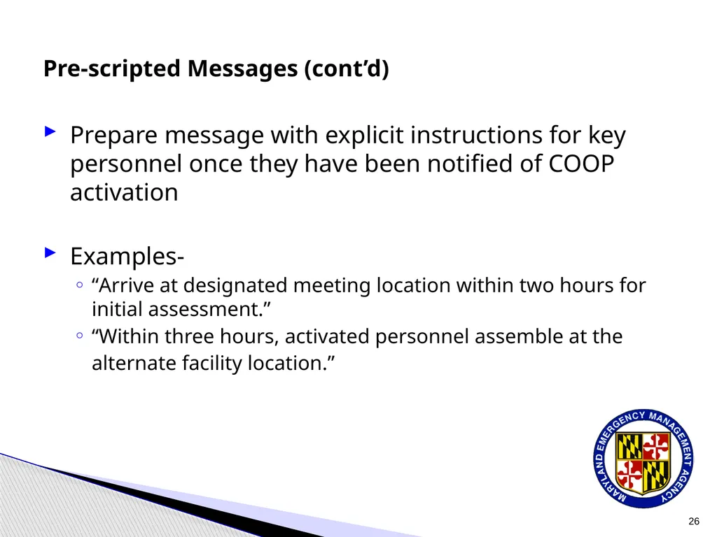 CPP COOP Communication and Notification Processes - slide 26 of 31