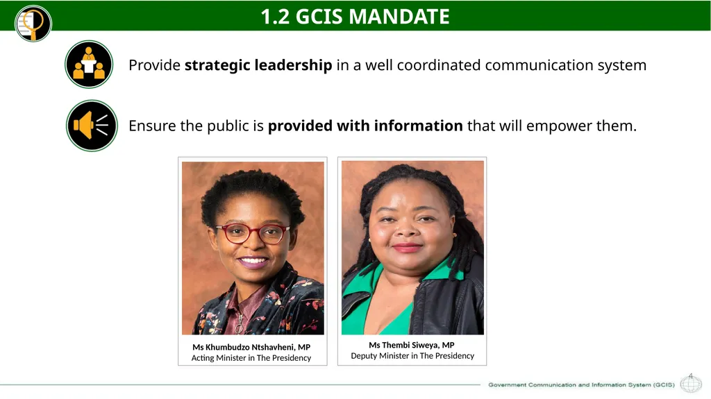 GCIS 2021/22 – 2022/23 ANNUAL PERFORMANCE PLAN - slide 4 of 28