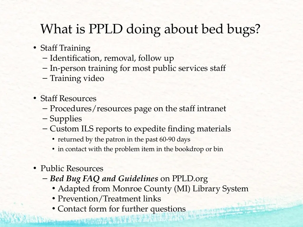 Bed Bug Training for Library Staff Jenny Pierce - slide 5 of 10