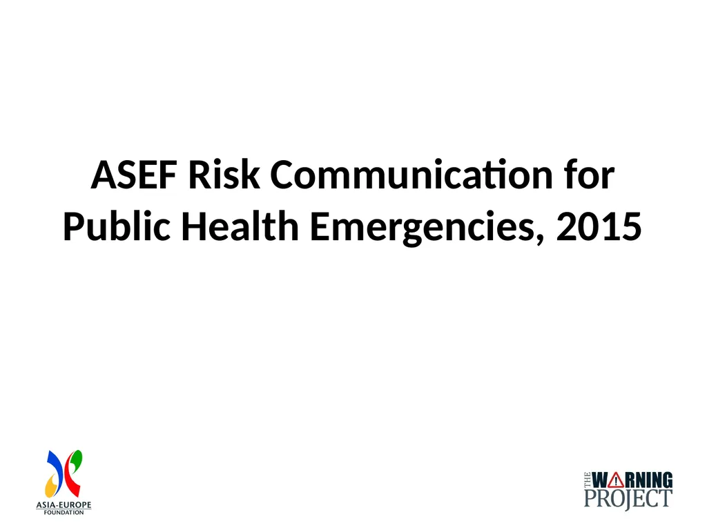 ASEF Risk Communication for Public Health