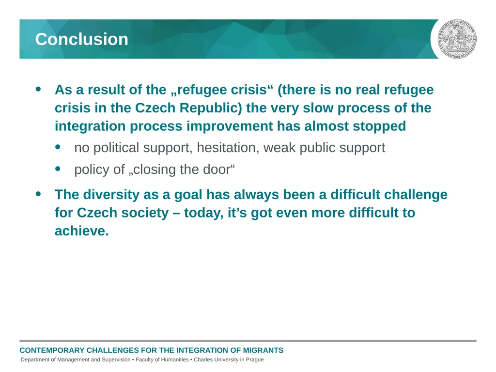 Current Challenges in the Integration of Migrants - slide 14 of 15
