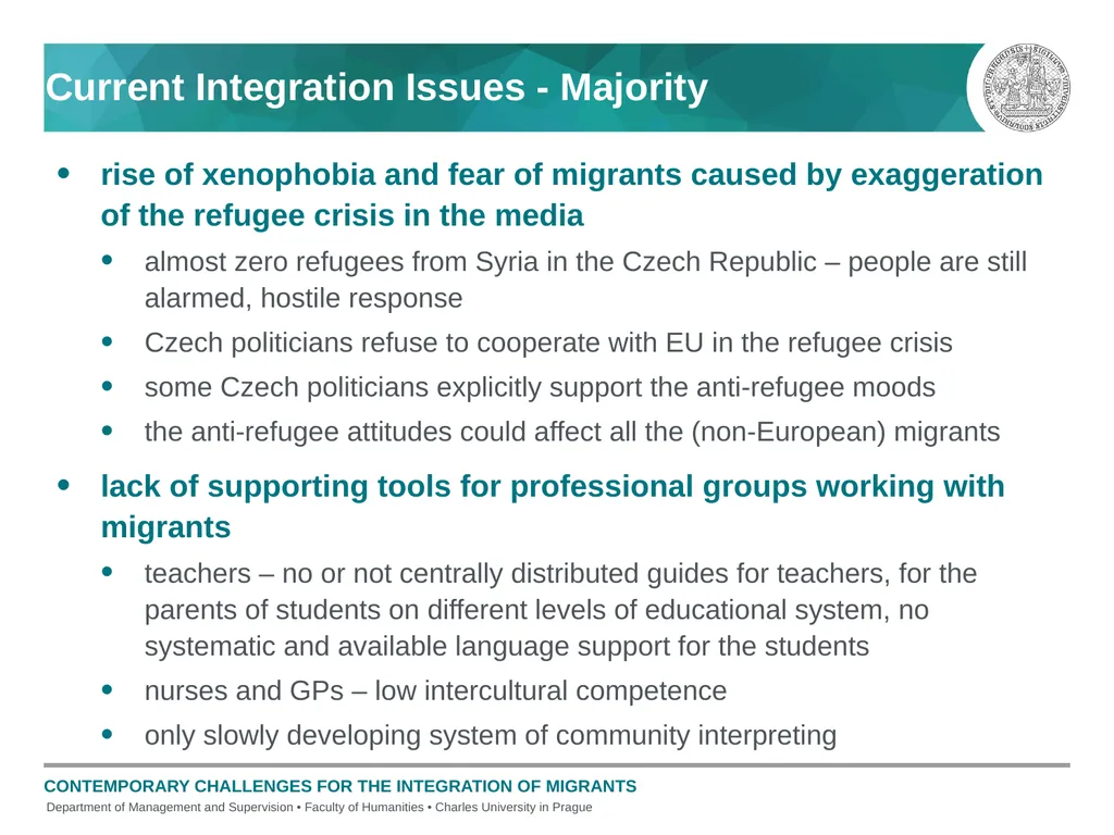Current Challenges in the Integration of Migrants - slide 10 of 15