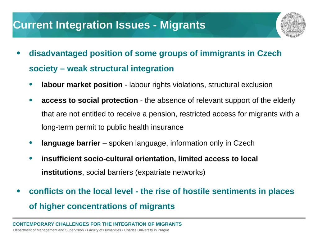 Current Challenges in the Integration of Migrants - slide 9 of 15