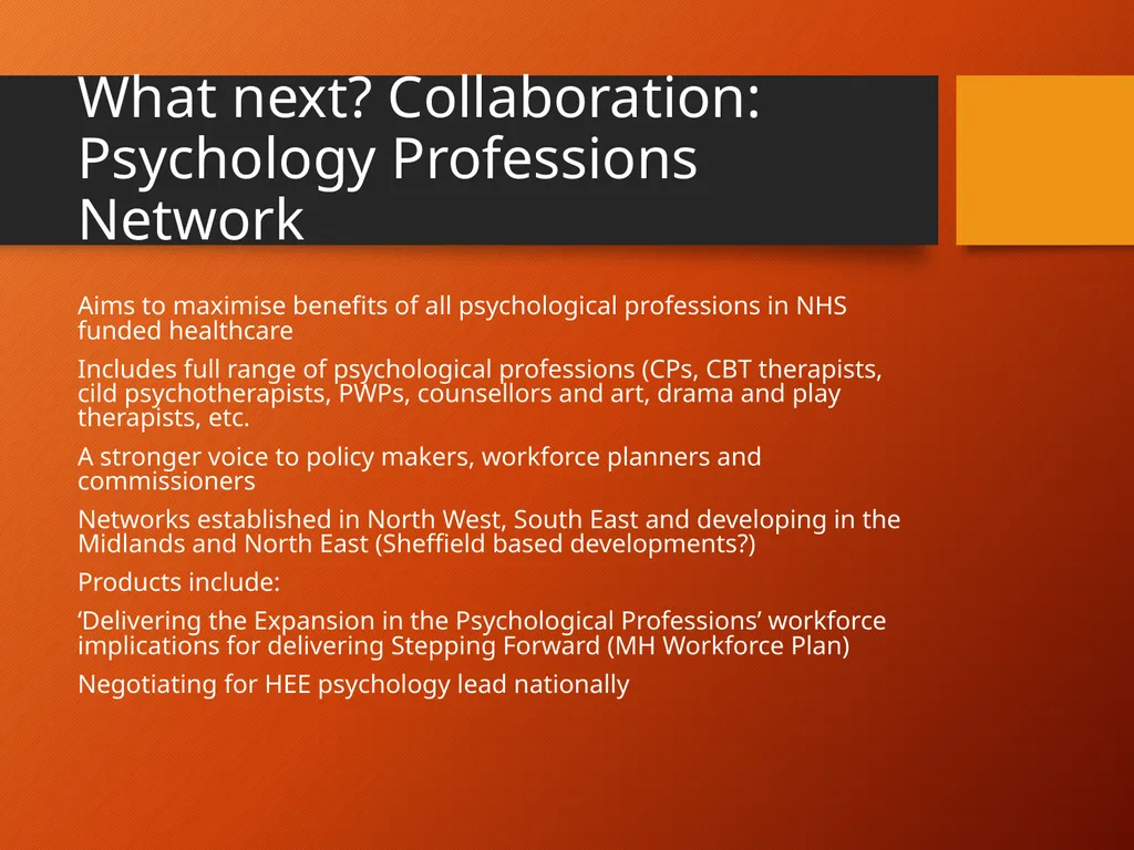Clinical Psychology: Future Training, Funding, - slide 14 of 26