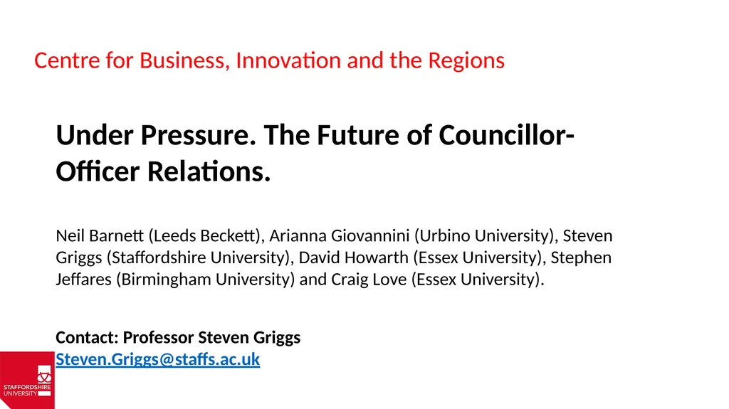 Centre for Business, Innovation and the Regions - slide 1 of 15
