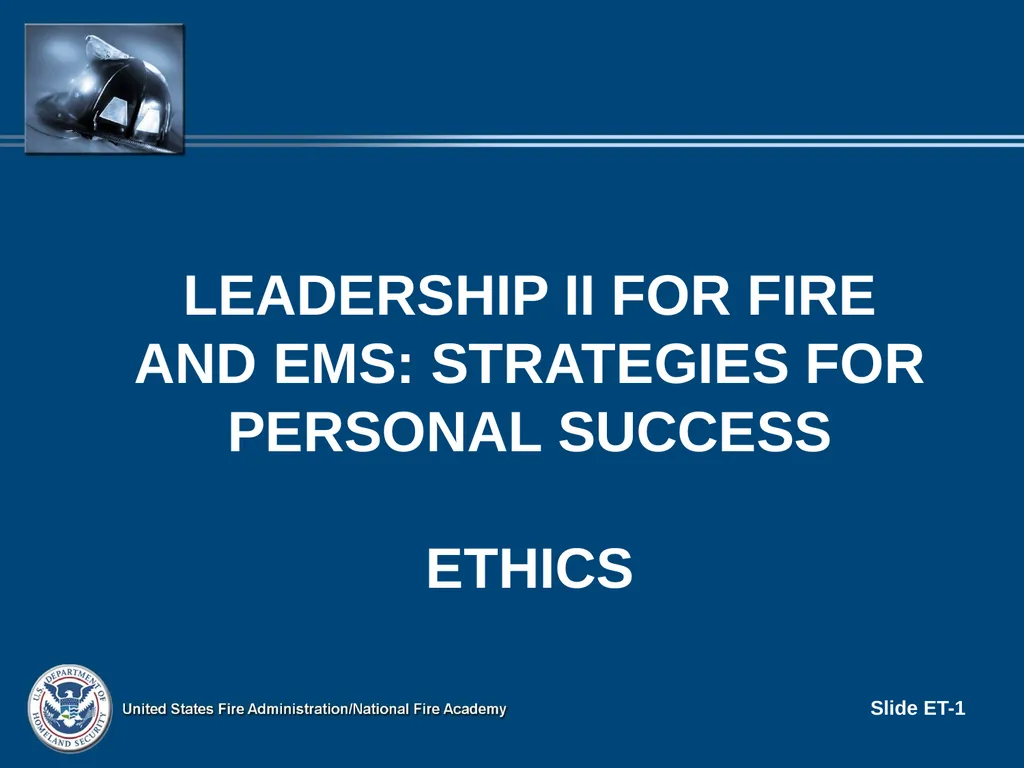 LEADERSHIP II FOR FIRE AND EMS: STRATEGIES FOR - slide 1 of 37