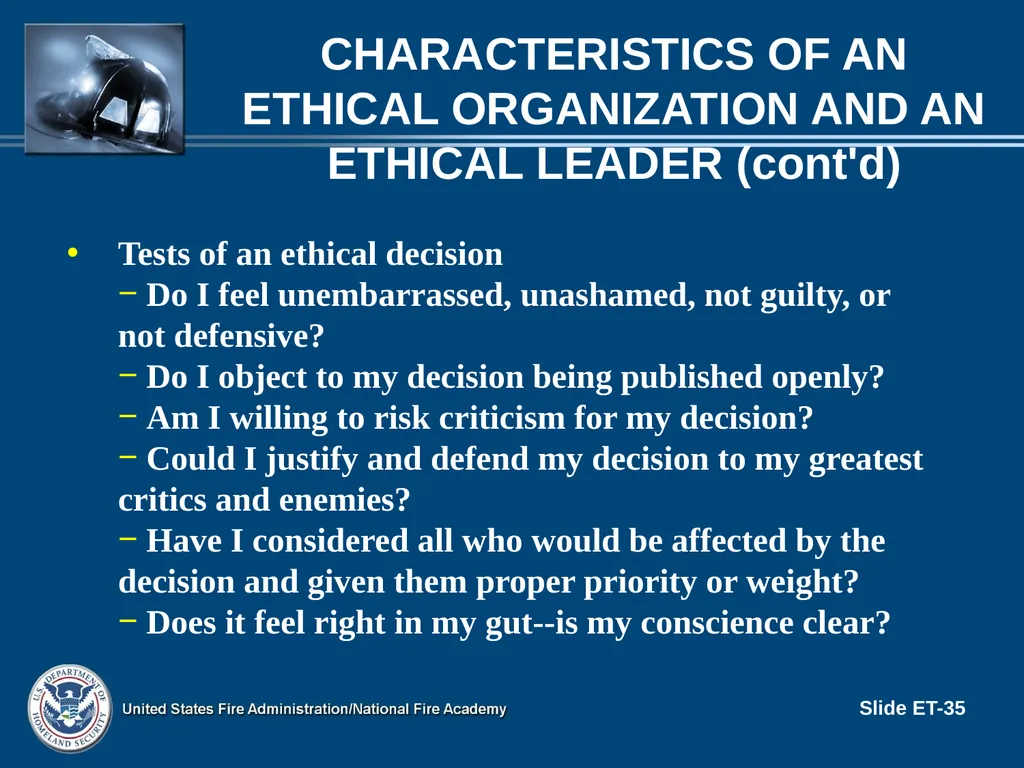 LEADERSHIP II FOR FIRE AND EMS: STRATEGIES FOR - slide 35 of 37