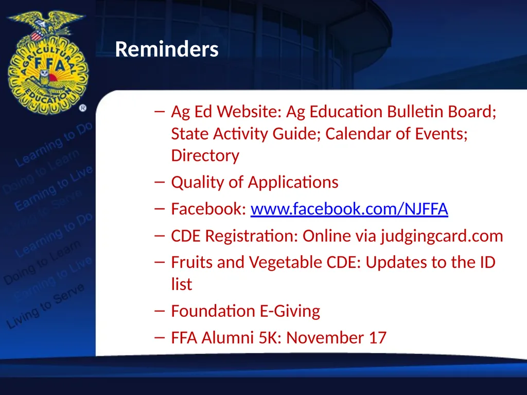 FFA Update 2012 Fall Ag Education Professional - slide 17 of 17