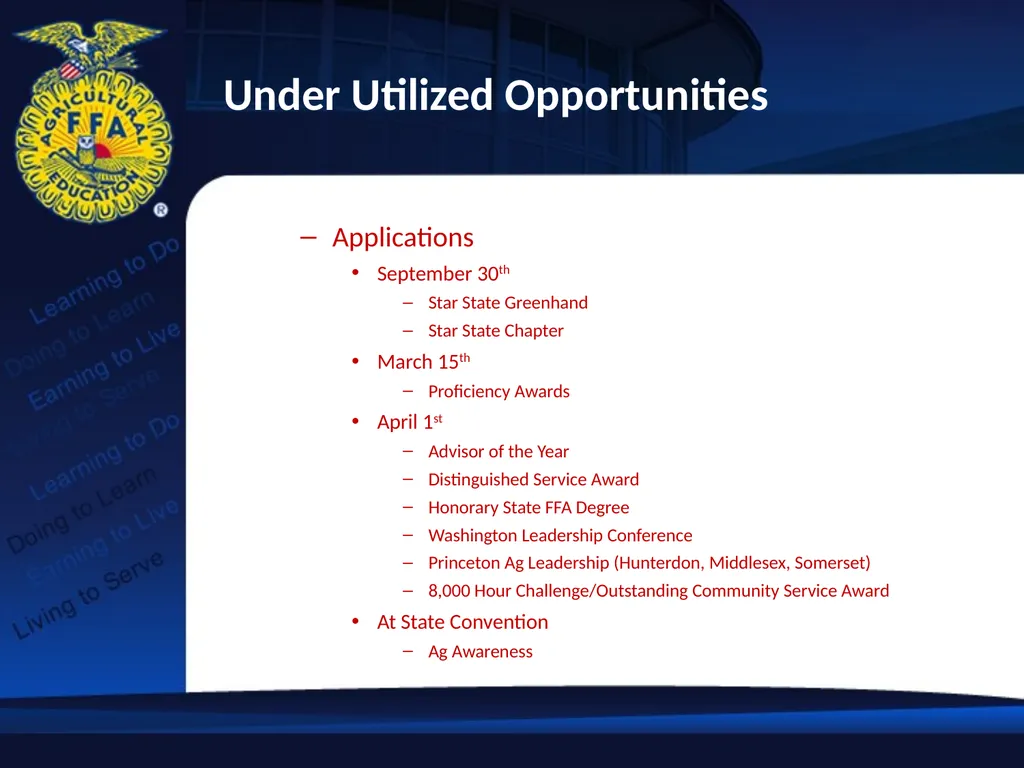 FFA Update 2012 Fall Ag Education Professional - slide 9 of 17