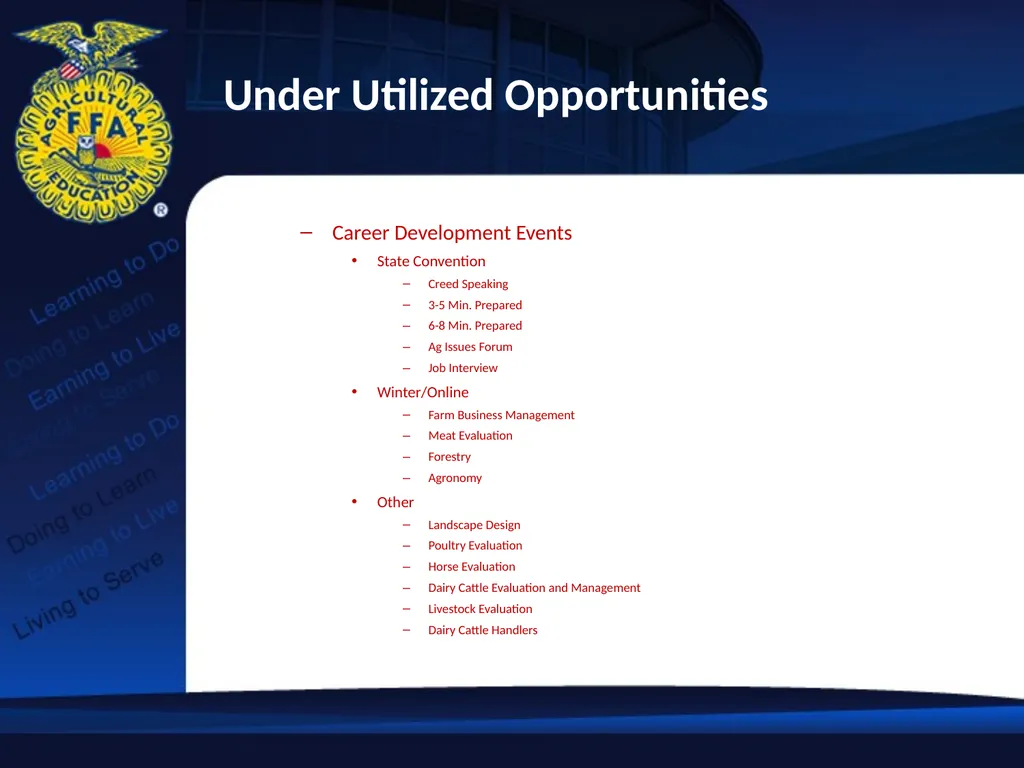 FFA Update 2012 Fall Ag Education Professional - slide 8 of 17