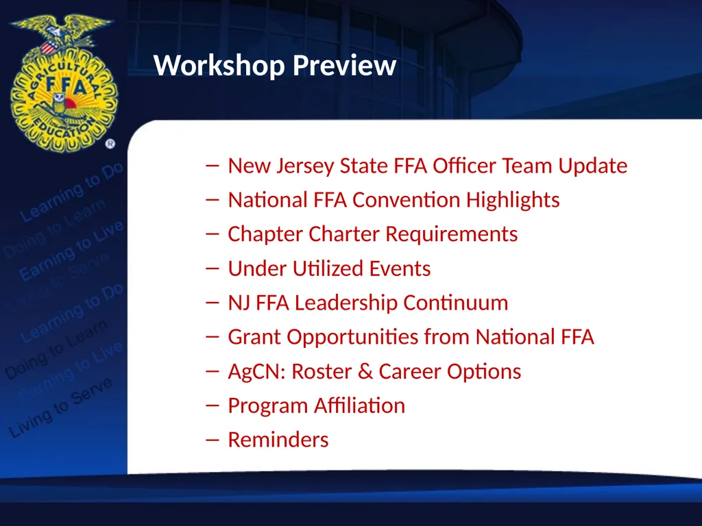 FFA Update 2012 Fall Ag Education Professional - slide 2 of 17