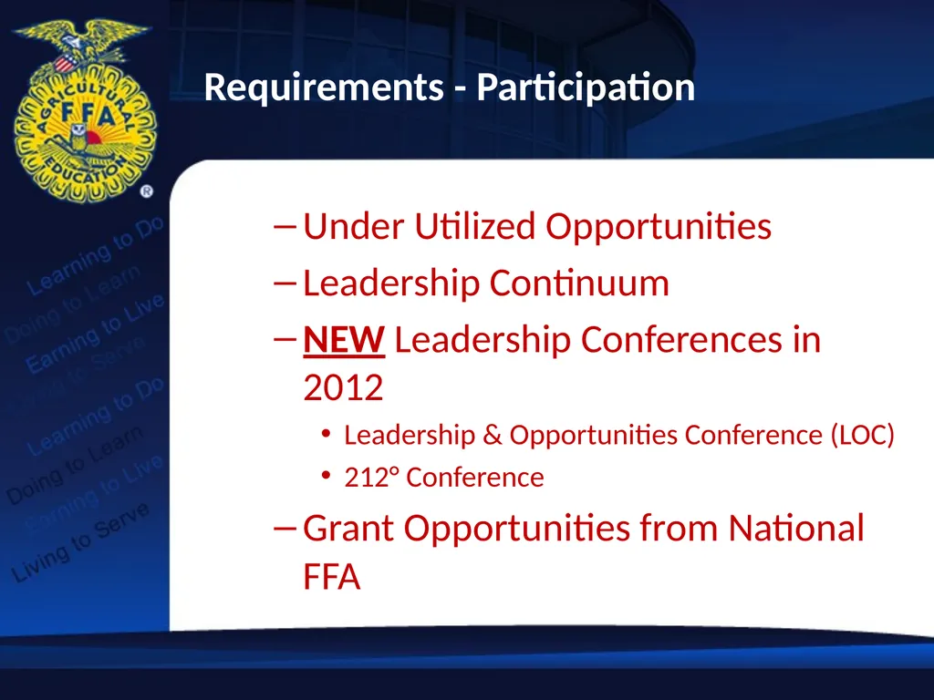 FFA Update 2012 Fall Ag Education Professional - slide 7 of 17