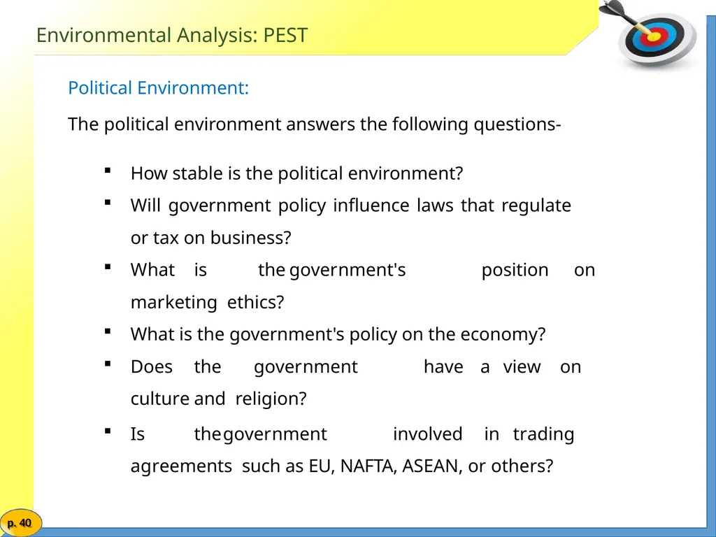 Marketing Management MARKETING ENVIRONMENT Market - slide 40 of 48