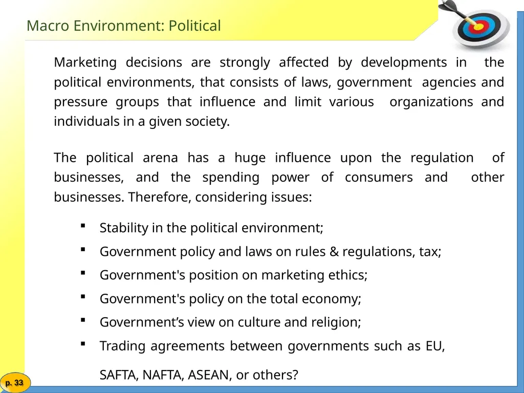 Marketing Management MARKETING ENVIRONMENT Market - slide 33 of 48