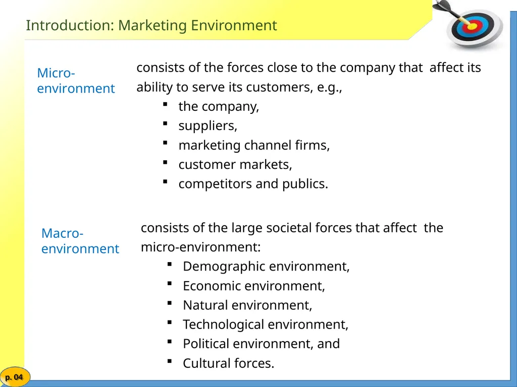 Marketing Management MARKETING ENVIRONMENT Market - slide 3 of 48