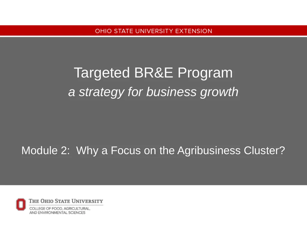 Targeted BR&E Program a strategy for business