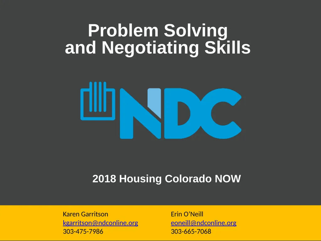 2018 Housing Colorado NOW Problem Solving and - slide 1 of 13