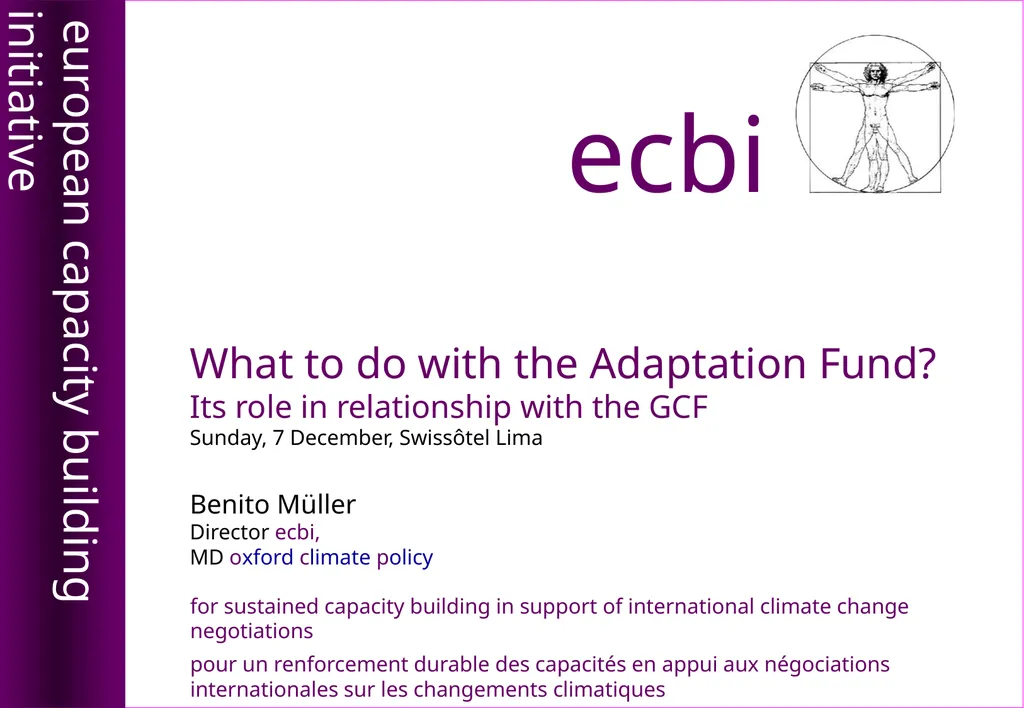 What to do with the Adaptation Fund? Its role in - slide 1 of 14