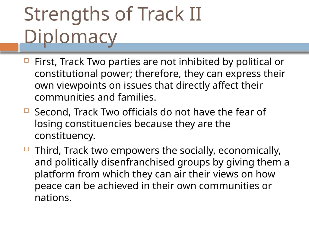 Ir312 Diplomacy Track I & Track II Diplomacy Dr. - slide 29 of 35