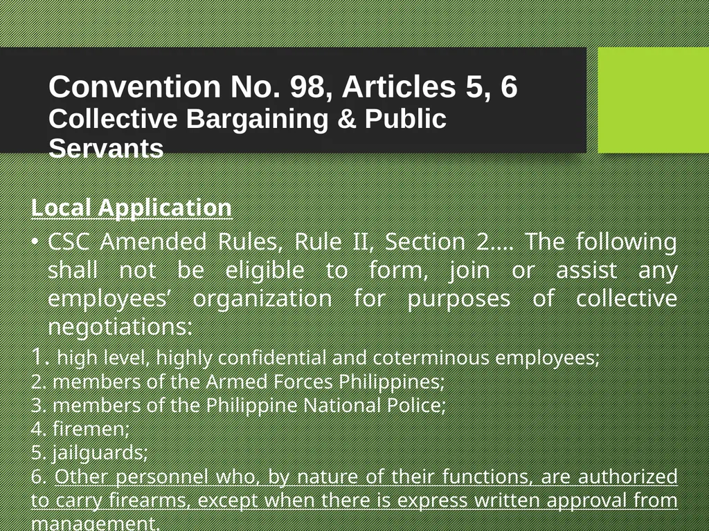 Freedom of Association Standards and Principles - slide 62 of 68