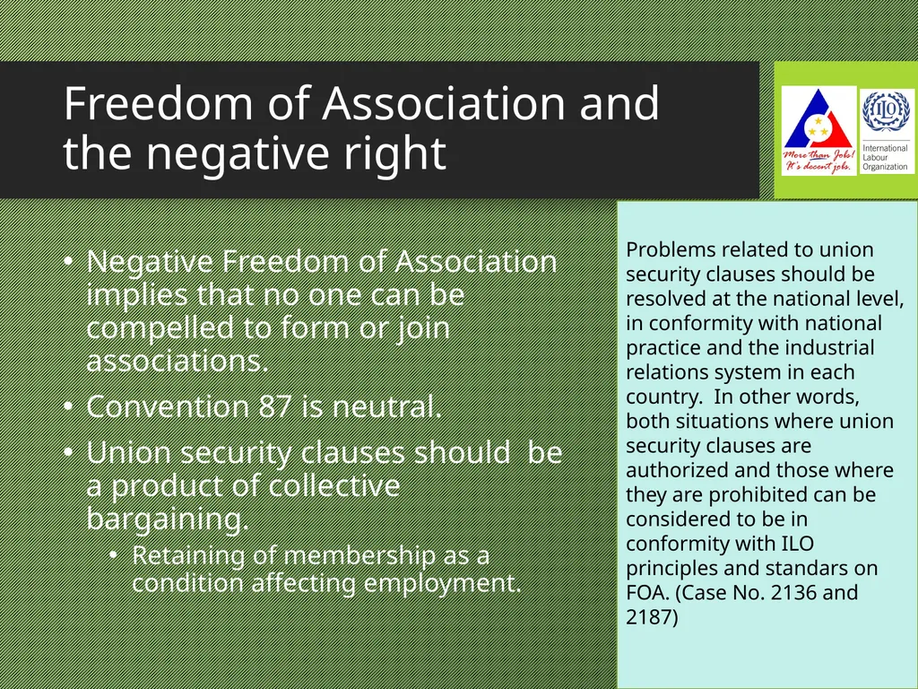 Freedom of Association Standards and Principles - slide 19 of 68