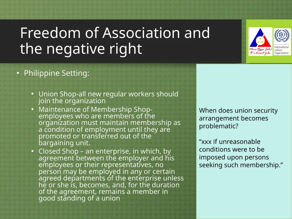 Freedom of Association Standards and Principles - slide 20 of 68