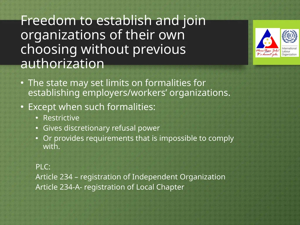 Freedom of Association Standards and Principles - slide 13 of 68