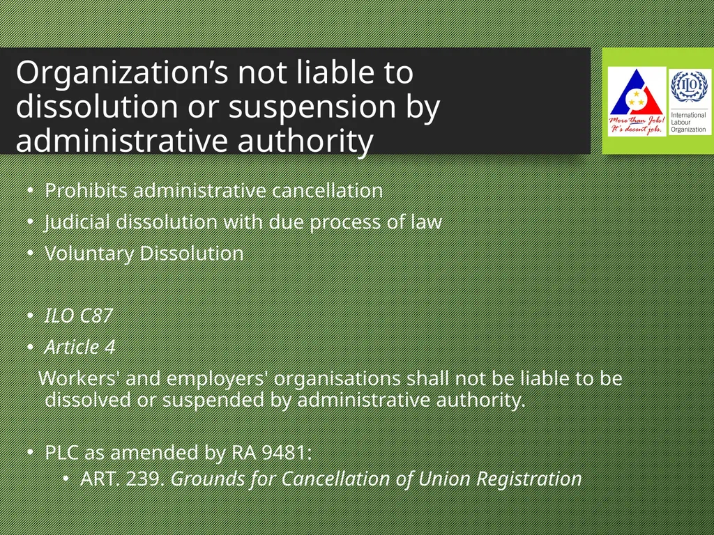 Freedom of Association Standards and Principles - slide 34 of 68