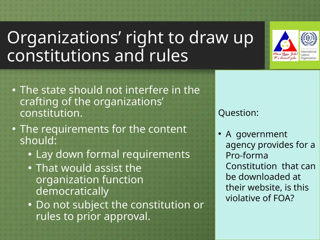 Freedom of Association Standards and Principles - slide 22 of 68