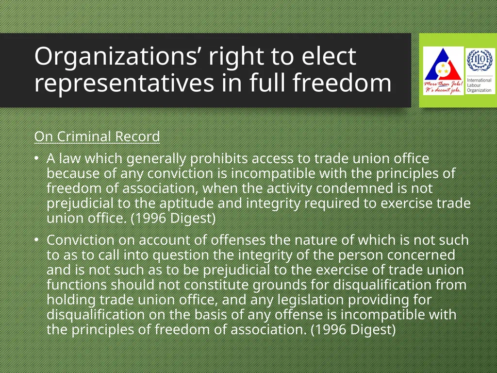 Freedom of Association Standards and Principles - slide 25 of 68