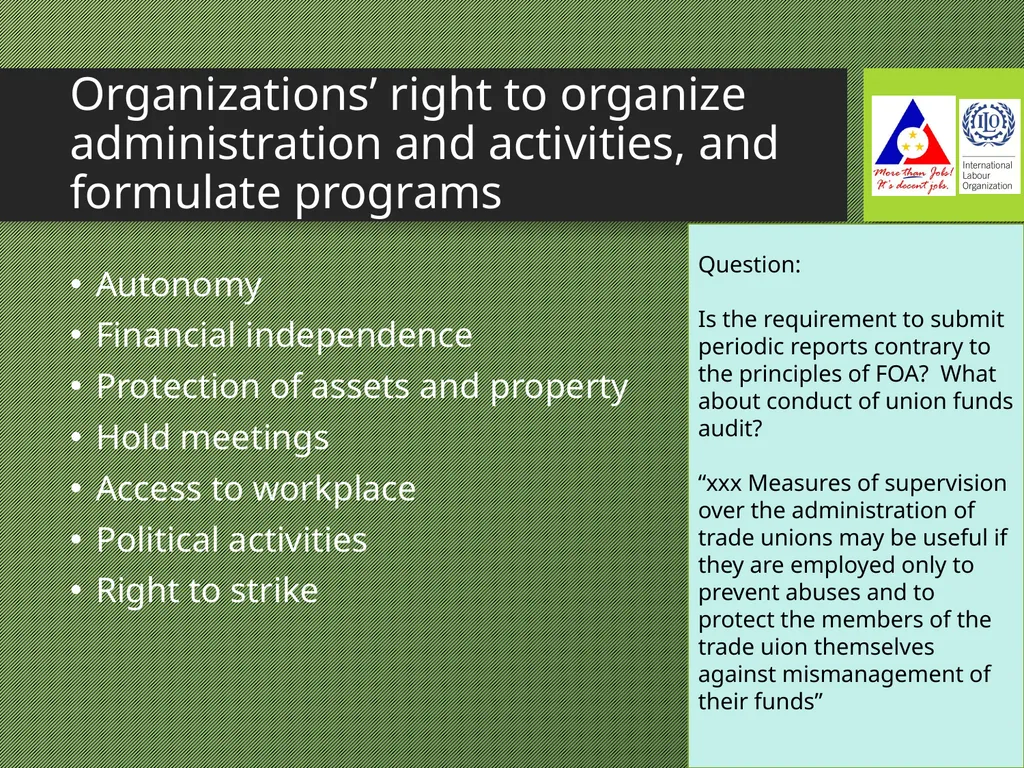 Freedom of Association Standards and Principles - slide 26 of 68
