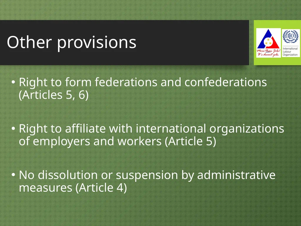 Freedom of Association Standards and Principles - slide 31 of 68