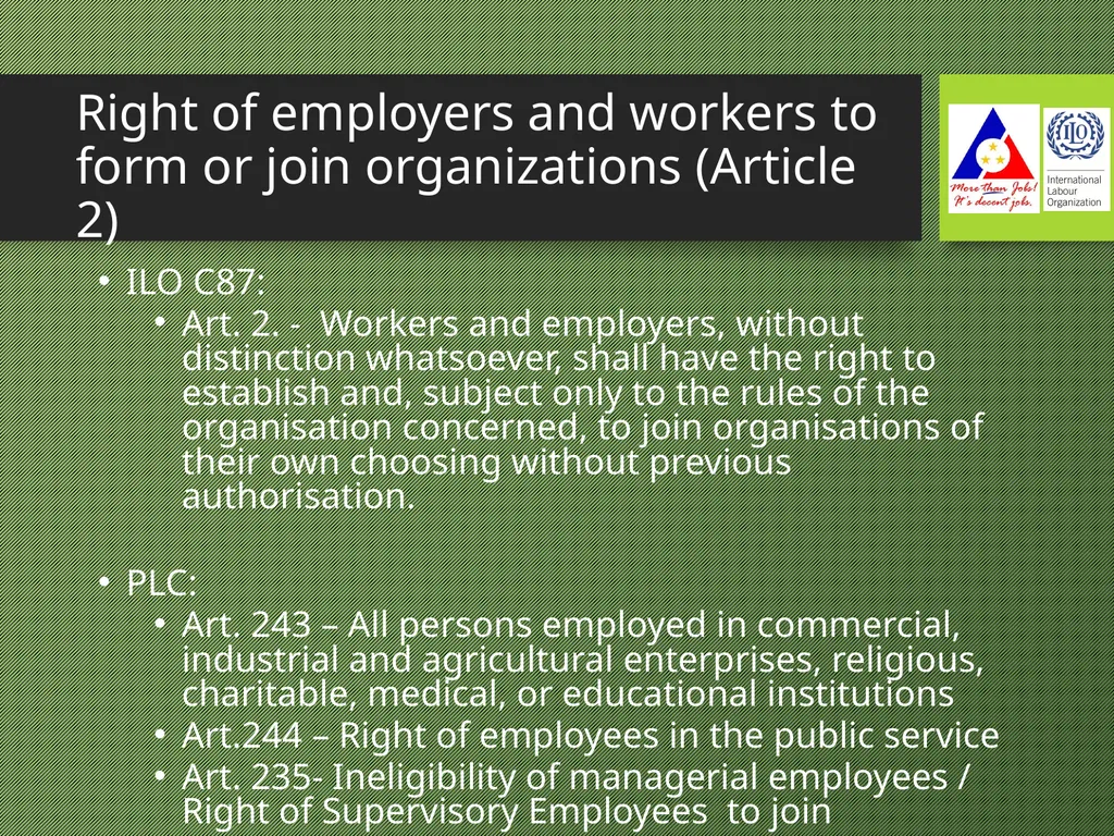 Freedom of Association Standards and Principles - slide 10 of 68