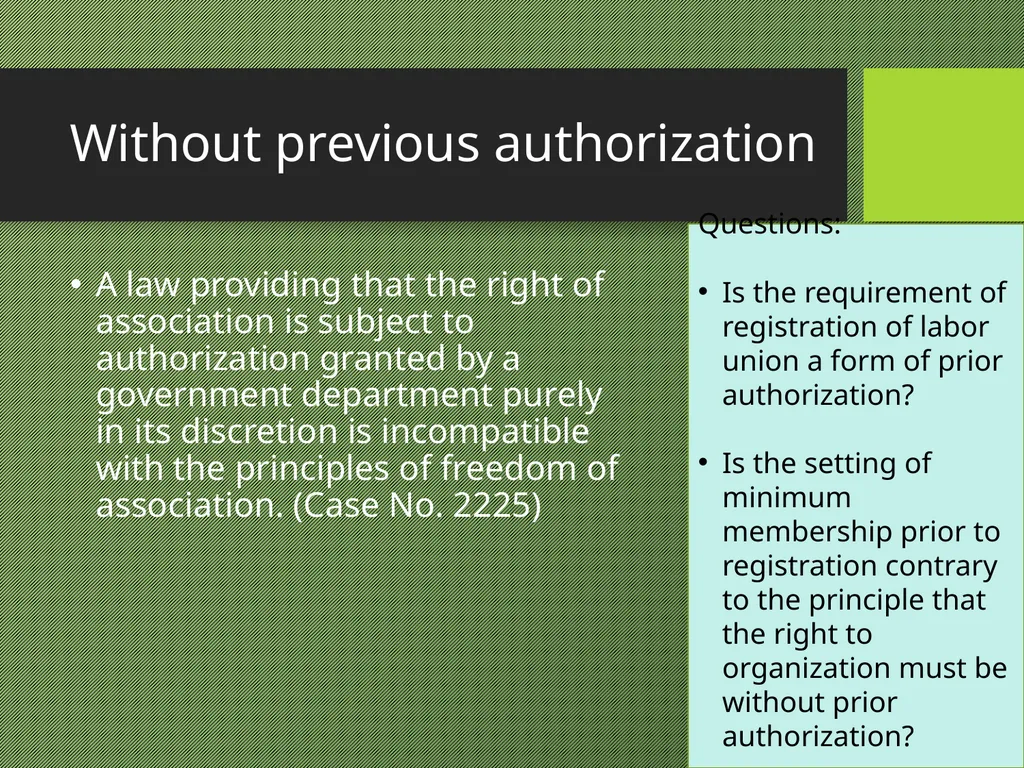 Freedom of Association Standards and Principles - slide 16 of 68