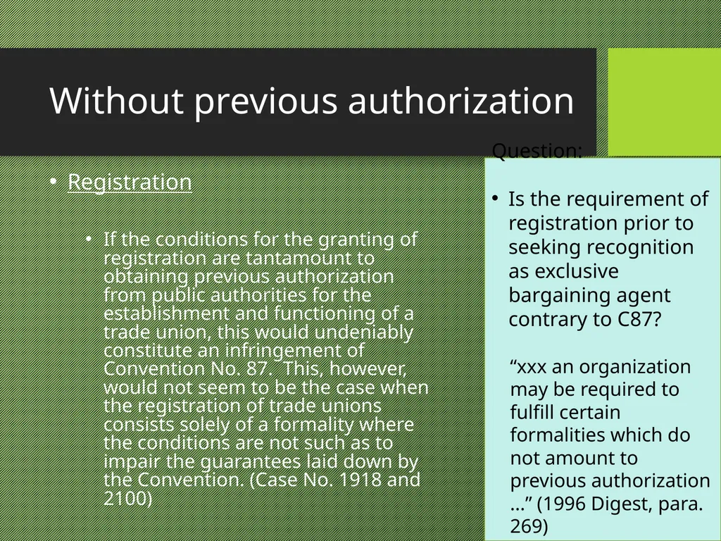 Freedom of Association Standards and Principles - slide 17 of 68