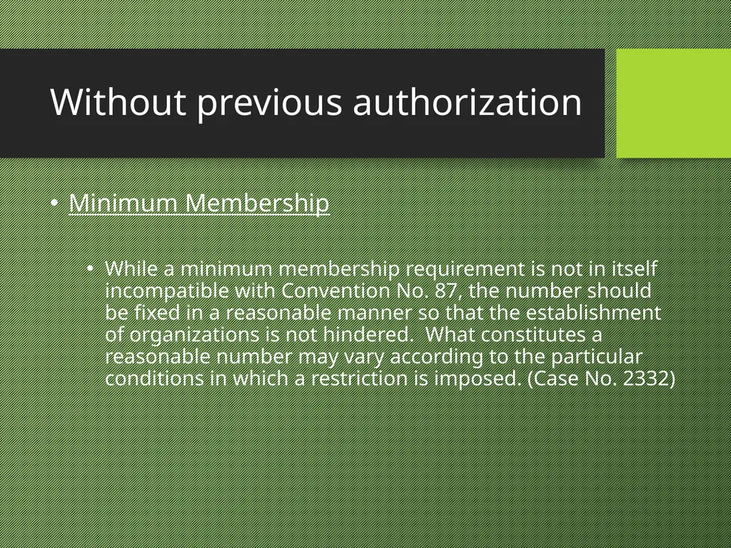 Freedom of Association Standards and Principles - slide 18 of 68