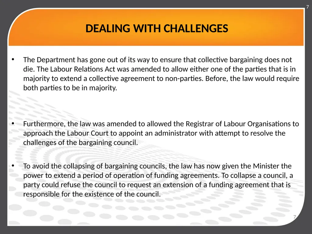 DEPARTMENT OF EMPLOYMENT AND LABOUR PORTFOLIO - slide 7 of 17