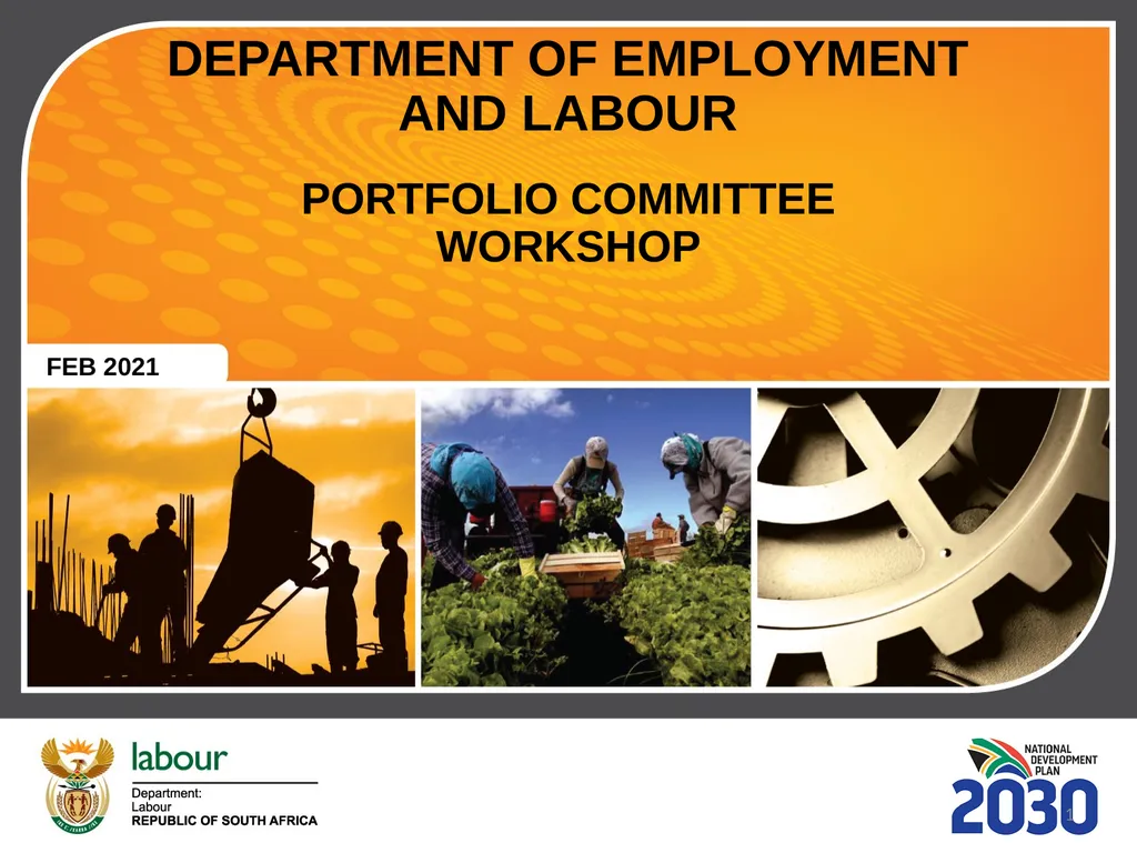 DEPARTMENT OF EMPLOYMENT AND LABOUR PORTFOLIO - slide 1 of 17