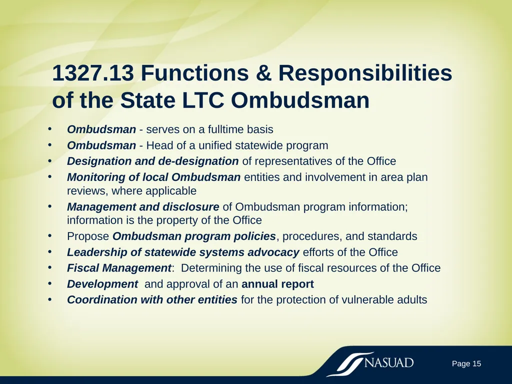 State Long-Term Care Ombudsman Program (LTCOP) - slide 15 of 44