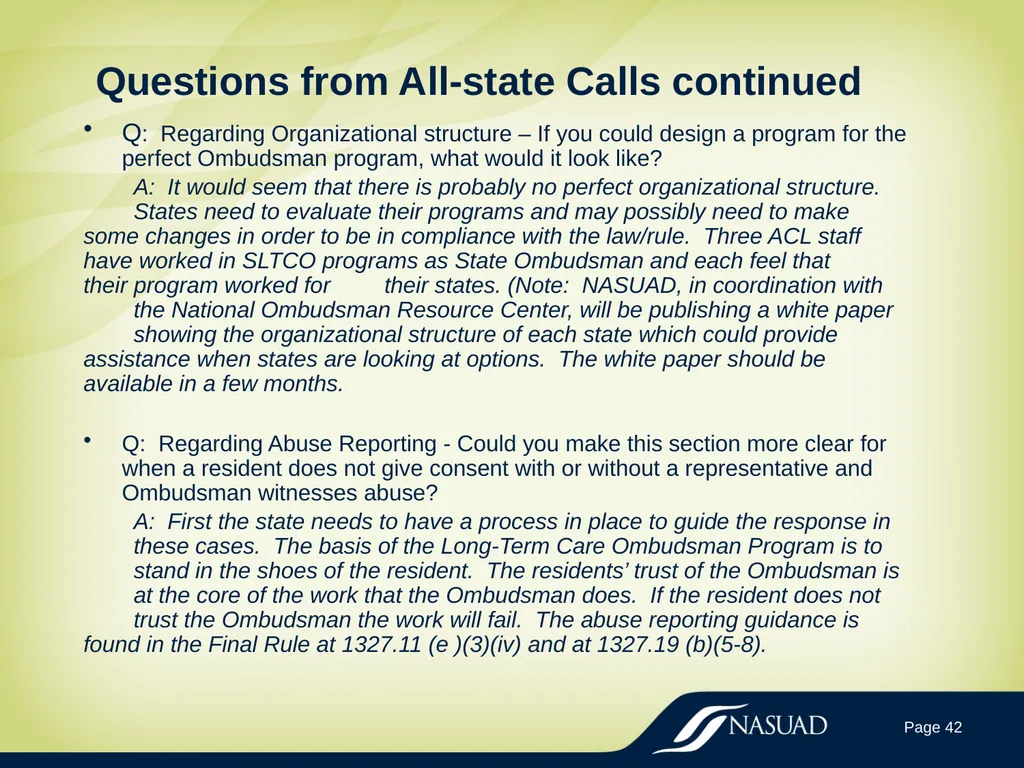 State Long-Term Care Ombudsman Program (LTCOP) - slide 42 of 44