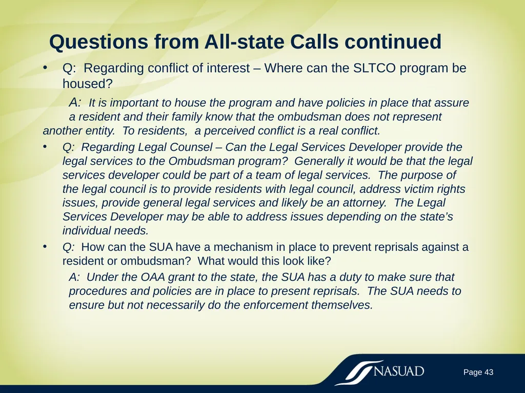 State Long-Term Care Ombudsman Program (LTCOP) - slide 43 of 44
