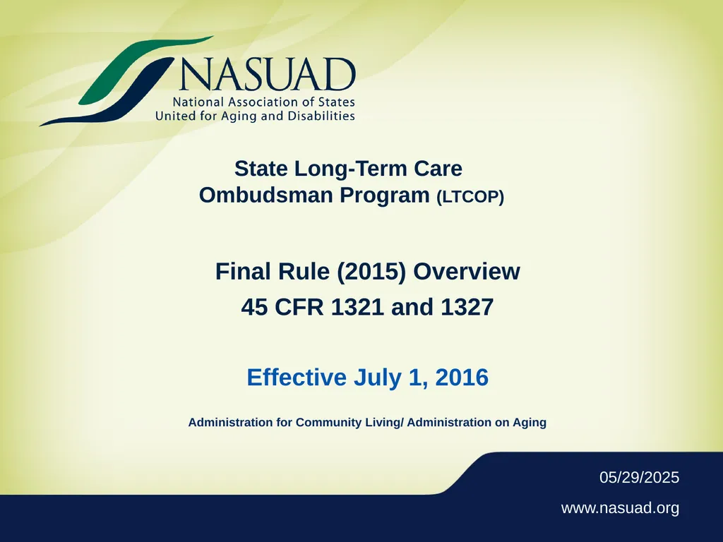 State Long-Term Care Ombudsman Program (LTCOP) - slide 1 of 44