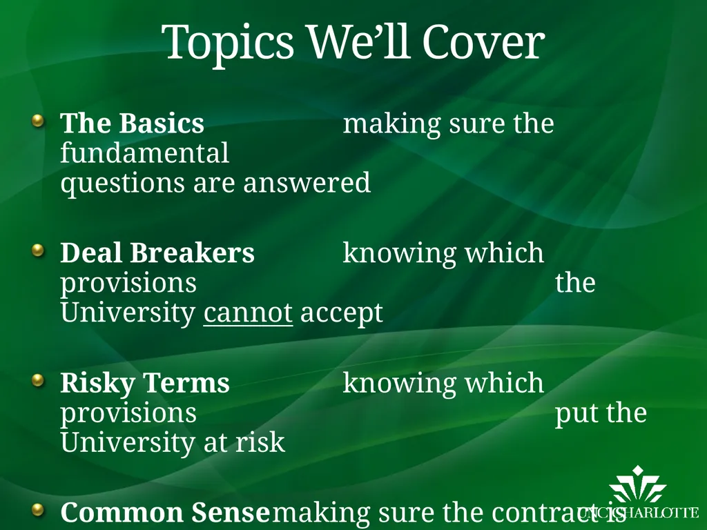 Contracts Training January 29, 2020 Brad Trahan - slide 3 of 21