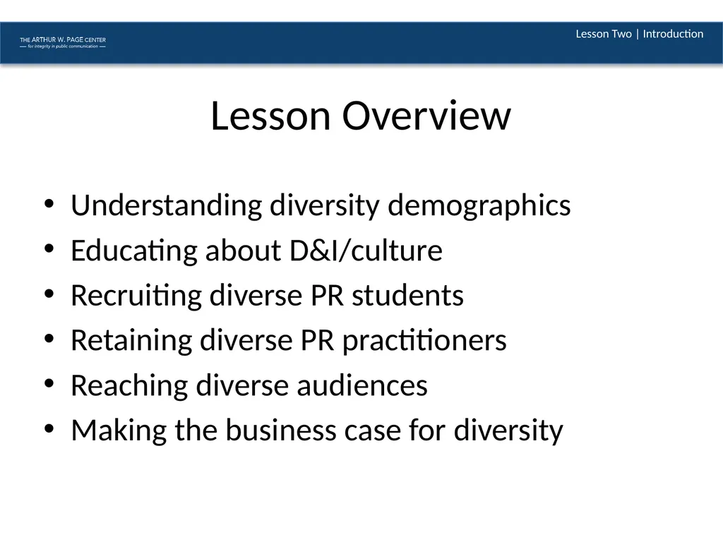 Exploring PR Diversity in Demographics, Academia, - slide 2 of 14