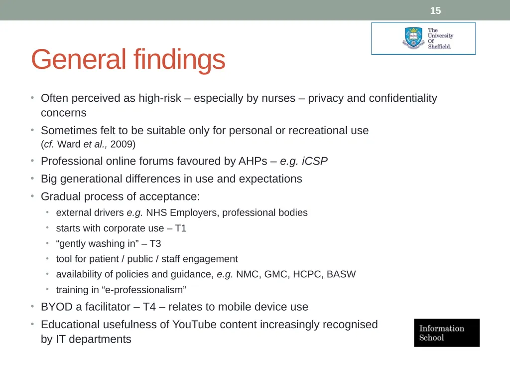 Social media applications within the NHS: role and - slide 15 of 23