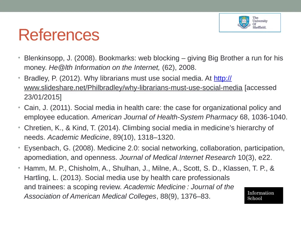 Social media applications within the NHS: role and - slide 21 of 23